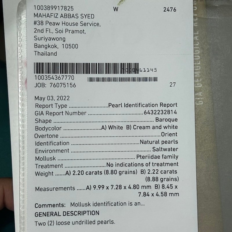 GIA Certified Natural Basra Pearls 2.20 ct(2.39 ratti) and 2.22 ct(2.41 ratti) - Image 3